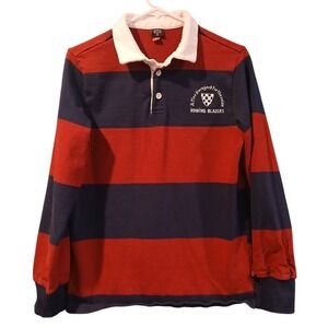 Rowing Blazers Mens Rugby Shirt Red Navy Blue Striped Long Sleeve Small Small